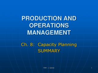 PRODUCTION AND OPERATIONS MANAGEMENT