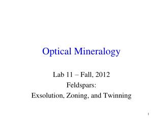 Optical Mineralogy