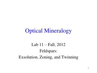 Optical Mineralogy