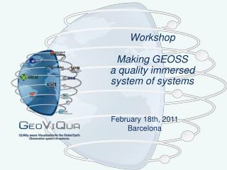 Workshop Making GEOSS a quality immersed system of systems