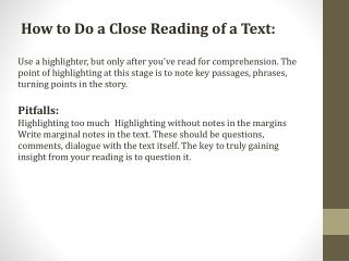 How to Do a Close Reading of a Text: