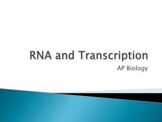 RNA and Transcription