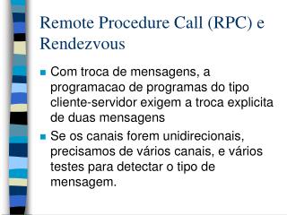Remote Procedure Call (RPC) e Rendezvous