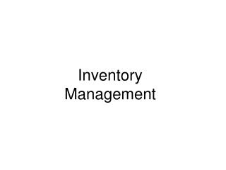 Inventory Management