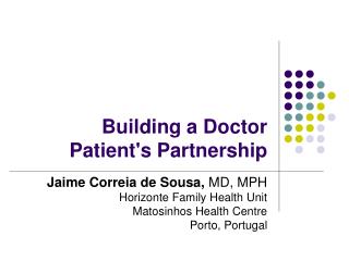 Building a Doctor Patient's Partnership