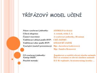 TŘÍFÁZOVÝ MODEL UČENÍ