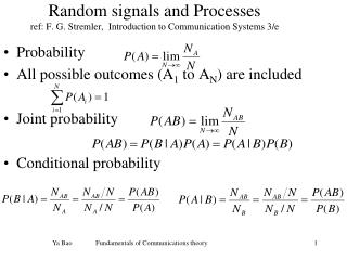 Random signals and Processes ref: F. G. Stremler, Introduction to Communication Systems 3/e