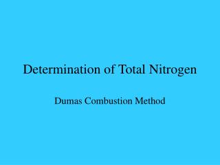 Determination of Total Nitrogen