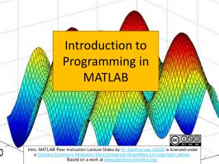 Introduction to Programming in MATLAB