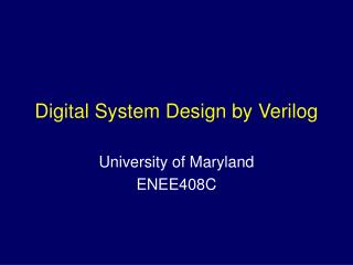 Digital System Design by Verilog