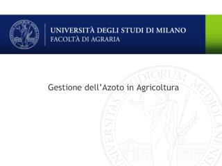 Gestione dell’Azoto in Agricoltura