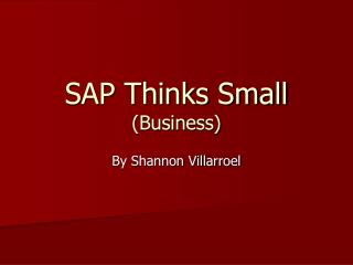 SAP Thinks Small (Business)