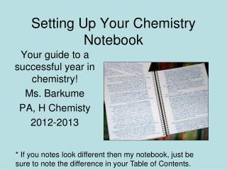 Setting Up Your Chemistry Notebook