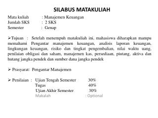 SILABUS MATAKULIAH