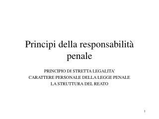 Principi della responsabilità penale