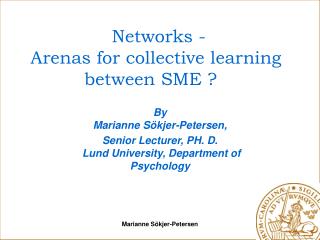 Networks - Arenas for collective learning between SME ?