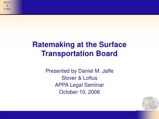 Ratemaking at the Surface Transportation Board