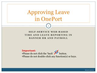 Approving Leave in OnePort