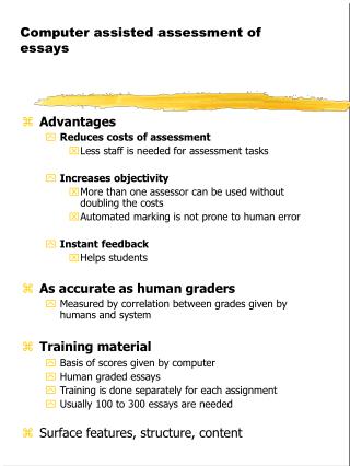 Computer assisted assessment of essays