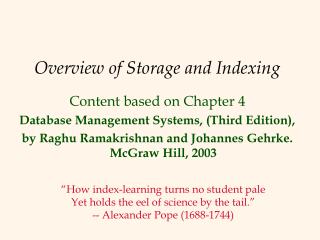 Overview of Storage and Indexing