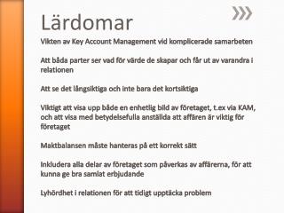 Lärdomar
