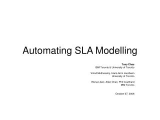 Automating SLA Modelling