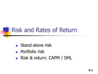 Risk and Rates of Return