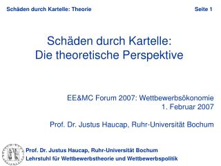 Schäden durch Kartelle: Die theoretische Perspektive