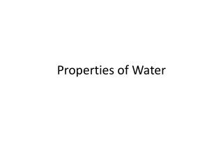 Properties of Water