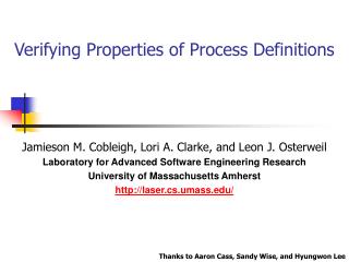 Verifying Properties of Process Definitions