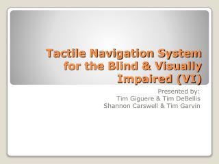Tactile Navigation System for the Blind &amp; Visually Impaired (VI)