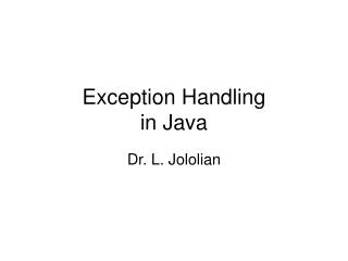 Exception Handling in Java