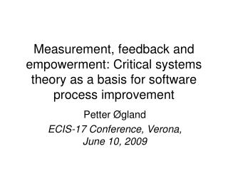 Petter Øgland ECIS-17 Conference, Verona, June 10, 2009
