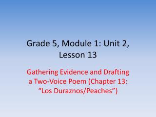 Grade 5, Module 1: Unit 2, Lesson 13