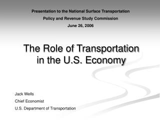 The Role of Transportation in the U.S. Economy