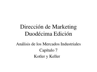 Dirección de Marketing Duodécima Edición