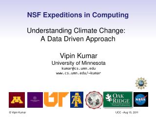 NSF Expeditions in Computing Understanding Climate Change:   A Data Driven Approach