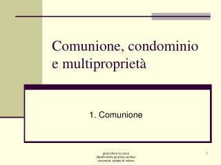 Comunione, condominio e multiproprietà