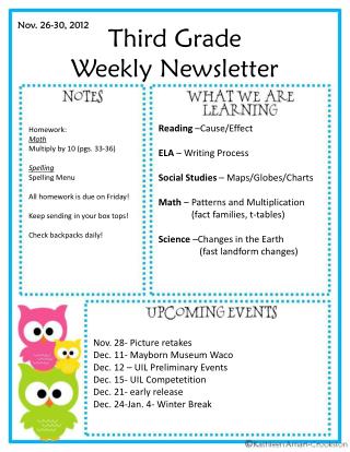 Third Grade Weekly Newsletter