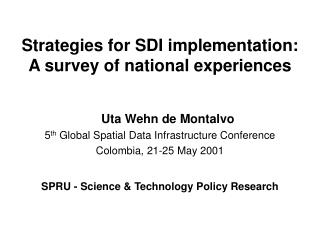 Strategies for SDI implementation: A survey of national experiences