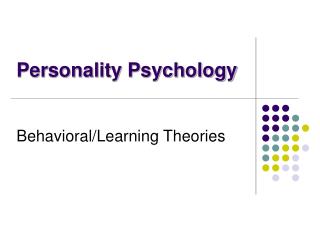 Behavioral/Learning Theories