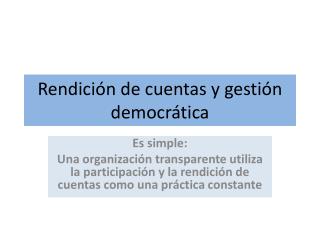 Rendición de cuentas y gestión democrática