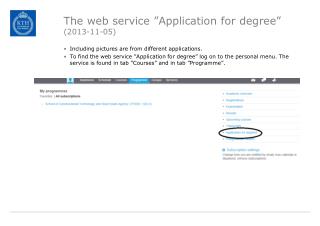 The web service ” Application for degree ” (2013-11-05)