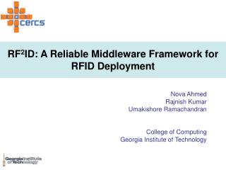 RF 2 ID: A Reliable Middleware Framework for RFID Deployment