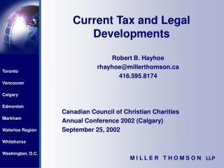 Current Tax and Legal Developments