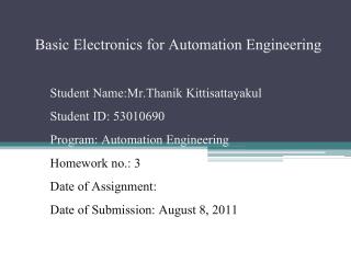 Basic Electronics for Automation Engineering