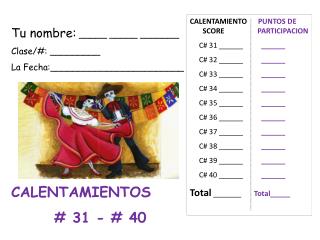 CALENTAMIENTO PUNTOS DE SCORE PARTICIPACION