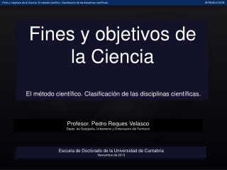 Profesor. Pedro Reques Velasco Depto. de Geografía, Urbanismo y Ordenación del Territorio