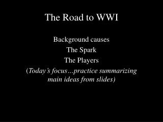 The Road to WWI