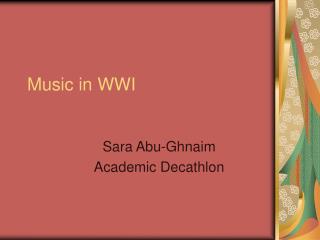 Music in WWI